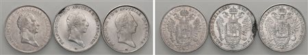FRANCESCO I D'ASBURGO-LORENA (1815-1835) - Lotto di 3 esemplari di scudo nuovo.