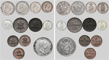 FRANCESCO I D'ASBURGO-LORENA (1815-1835) - Lotto multiplo di 12 monete, 1822.