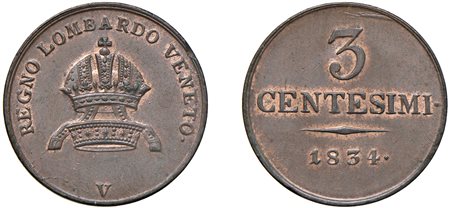 FRANCESCO I D'ASBURGO-LORENA (1815-1835) - 3 centesimi 1834, Venezia.