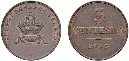 FERDINANDO I D'ASBURGO-LORENA (1835-1848) - 3 centesimi 1843, Venezia.