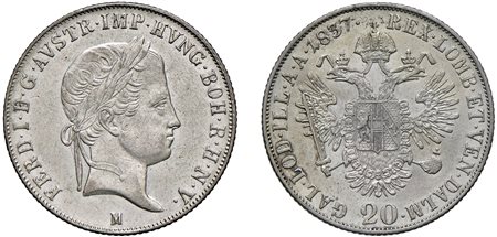 FERDINANDO I D'ASBURGO-LORENA, monetazione per l'Impero (1835-1848) - 20 kreuzer 1837, Milano.