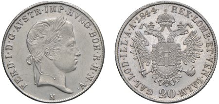FERDINANDO I D'ASBURGO-LORENA, monetazione per l'Impero (1835-1848) - 20 kreuzer 1844, Milano.