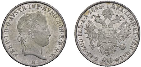 FERDINANDO I D'ASBURGO-LORENA, monetazione per l'Impero (1835-1848) - 20 kreuzer 1846, Milano.