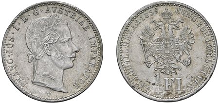 FRANCESCO GIUSEPPE I D'ASBURGO-LORENA, monetazione per l'Impero (1848-1866) - ¼ di Fiorino 1859, II tipo, Venezia.
