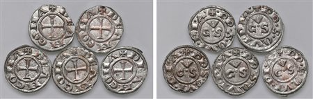 ANCONA - REPUBBLICA (XIII-XIV sec.) - Lotto 5 esemplari di Denaro, s.d.