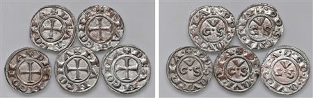ANCONA - REPUBBLICA (XIII-XIV sec.) - Lotto 5 esemplari di Denaro, s.d.
