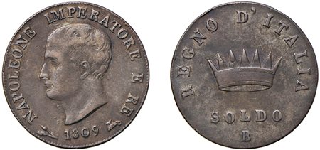 BOLOGNA - NAPOLEONE I, Re d'Italia (1805-1814) - Soldo 1809, I tipo.