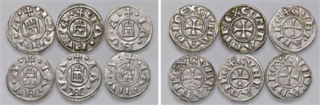 GENOVA - REPUBBLICA (1139-1339) - Lotto di 6 esemplari da Denaro, s.d..