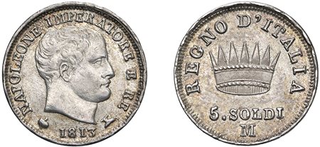 MILANO - NAPOLEONE I, Re d'Italia (1805-1814) - 5 soldi 1813.
