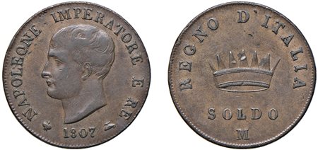 MILANO - NAPOLEONE I, Re d'Italia (1805-1814) - Soldo 1807, I tipo.