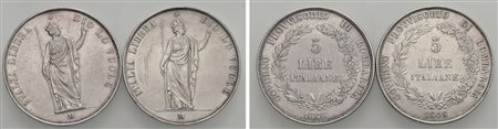 MILANO - GOVERNO PROVVISORIO DI LOMBARDIA (1848) - Lotto 2 monete da 5 lire 1848.