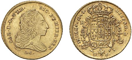 NAPOLI - CARLO DI BORBONE (1734-1759) - 6 ducati 1749, var.