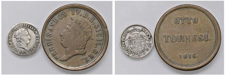 NAPOLI - FERDINANDO I (1816-1825) - Lotto di due monete da 10 grana e 8 tornesi.