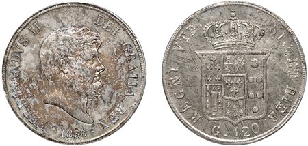 NAPOLI - FERDINANDO II (1830-1859) - Piastra da 120 grana, 1856, VI tipo.