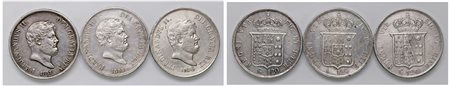 NAPOLI - FERDINANDO II (1830-1859) - Lotto 3 piastre da 120 grana, VI tipo.