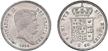 NAPOLI - FERDINANDO II (1830-1859) - 60 grana 1838, II tipo.