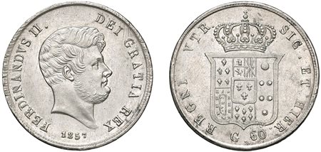 NAPOLI - FERDINANDO II (1830-1859) - Mezza piastra da 60 grana, 1857, IV tipo.