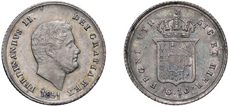 NAPOLI - FERDINANDO II (1830-1859) - 10 grana, 1851, VII tipo.