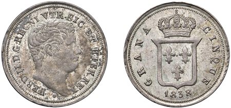NAPOLI - FERDINANDO II (1830-1859) - 5 grana 1838, I tipo.