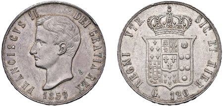 NAPOLI - FRANCESCO II (1859-1860) - Piastra da 120 grana 1859.
