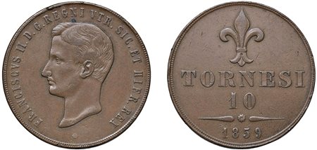 NAPOLI - FRANCESCO II (1859-1860) - 10 tornesi 1859.