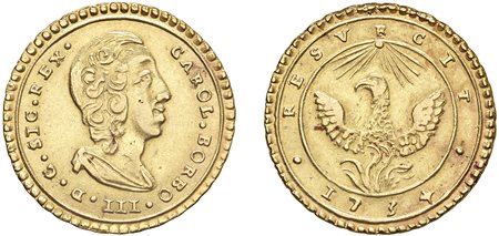 PALERMO - CARLO DI BORBONE (1734-1759) - Oncia 1734, I tipo.