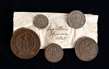 SECONDA REPUBBLICA ROMANA (1848-1849) - Lotto di 5 monete, senza ripetizioni.