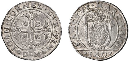 VENEZIA - GIOVANNI I CORNER (1625-1629) - Scudo della Croce da 140 Soldi, sigle DM.