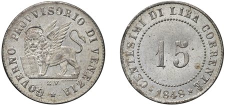 VENEZIA - GOVERNO PROVVISORIO DI VENEZIA (1848-1849) - 15 centesimi 1848.