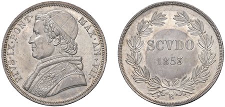 PIO IX, Giovanni Maria Mastai-Ferretti (1846-1870) - Scudo 1853, an. VII, II tipo.