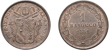 PIO IX, Giovanni Maria Mastai-Ferretti (1846-1870) - 1 baiocco 1851, an. VI, Bologna, I tipo.