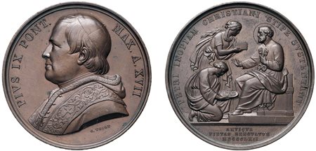 PIO IX, Giovanni Maria Mastai-Ferretti (1846-1878) -Medaglia an. XVII, L'obolo di San Pietro, Roma.