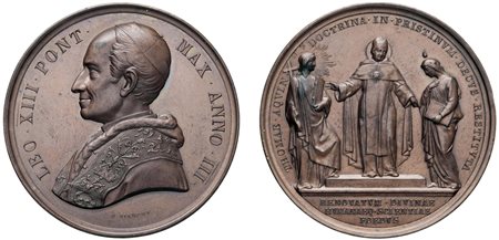 LEONE XIII, Vincenzo Gioacchino Raffaele Luigi Pecci (1878-1903) - Medaglia an. III, Impulso agli studi tomistici, Roma.