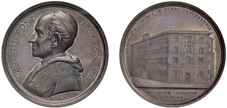 LEONE XIII, Vincenzo Gioacchino Raffaele Luigi Pecci (1878-1903) - Fondazione collegio leoniano, an. XX, Roma.