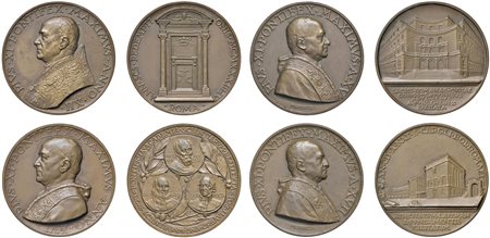 PIO XI, Ambrogio Damiano Achille Ratti (1922-1939) - Lotto di 4 medaglie annuali (an. XII, XV, XVI, XVII).