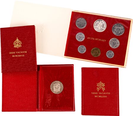 PAOLO VI E SEDI VACANTI  1963 e 1978 - Lotto composto da una divisionale e tre 500 lire Sede Vacante (2 es. 1963 e 1 es. 1978).