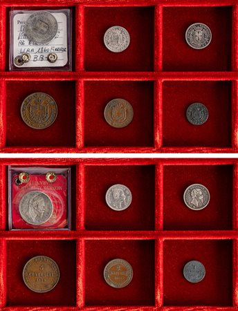 VITTORIO EMANUELE II, Re Eletto (1859-1861) - Lotto di 6 monete, zecca di Firenze e Birmingham.