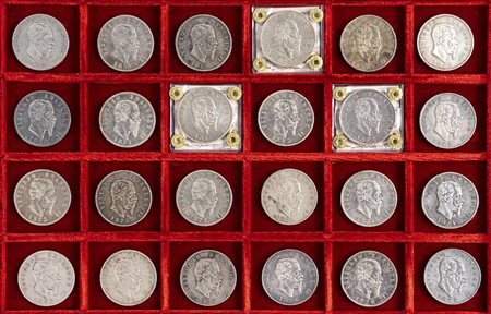 VITTORIO EMANUELE II, Re d'Italia (1861-1878) - Lotto 24 monete da 5 lire.