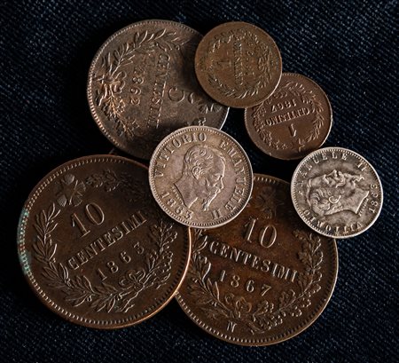 VITTORIO EMANUELE II, Re d'Italia (1861-1878) - Lotto di 8 monete.