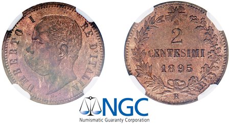 UMBERTO I (1878-1900) - 2 centesimi 1895, Roma.