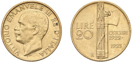 VITTORIO EMANUELE III (1900-1943) - 20 lire 1923, fascetto, Roma.