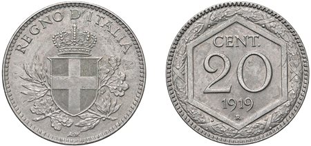 VITTORIO EMANUELE III (1900-1943) - 20 centesimi 1919, esagono, Roma.