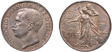 VITTORIO EMANUELE III (1900-1943) - 10 centesimi 1911, Roma.