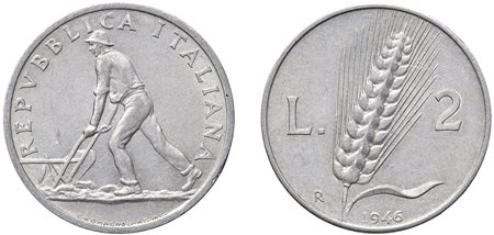 REPUBBLICA ITALIANA (1946-) - 2 lire 1946, in lotto con 10 monete.