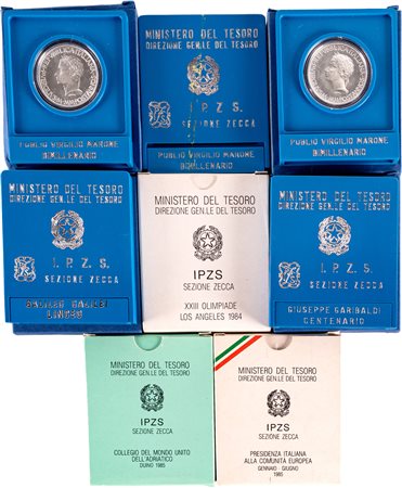 REPUBBLICA ITALIANA (1946-) - Lotto di 8 emissioni celebrative da 500 lire (1981-1985).