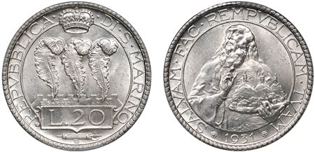 REPUBBLICA DI SN MARINO, Vecchia monetazione (1864-1938) - 20 lire 1931, Roma.