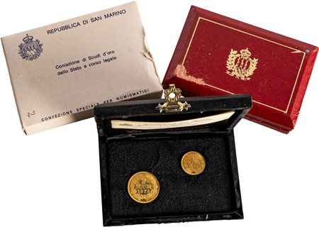 SAN MARINO - Nuova monetazione (1972-) - Lotto di 2 dittici da 1 e 2 scudi 1974 e 1975.