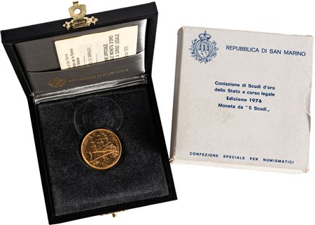 SAN MARINO - Nuova monetazione (1972-) - 5 scudi 1976, 'Res Publica'.