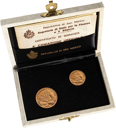 SAN MARINO - Nuova monetazione (1972-) - Dittico da 1 e 2 scudi 1977, 'Democrazia'.