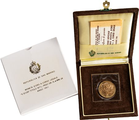 SAN MARINO - Nuova monetazione (1972-) - 5 scudi 1982, 'La Libertà'.